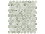 Anatolia Tile 1.25" Moscato Argento Penny Round Honed Marble Mosaic 5001-0370-0 * 1 Sheet = .99 Sqft * Moscato Argento Penny Round - premium natural stone mosaic tile from Anatolia Tile, available at PoshHaus showroom in Keene, NH
