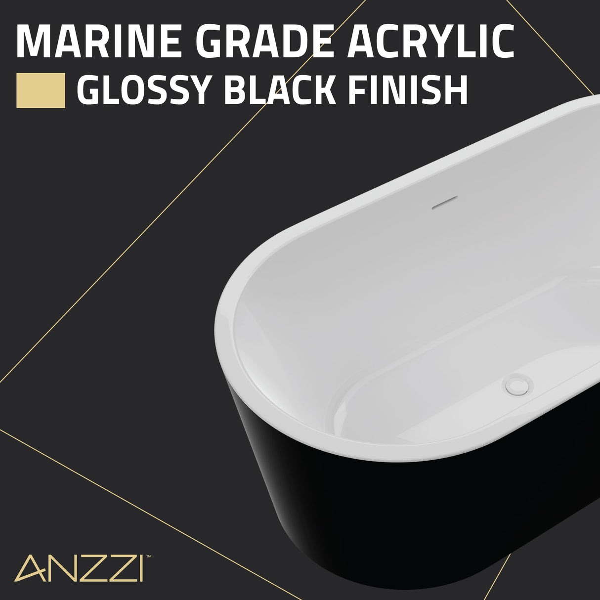 ANZZI FT-AZ098BK Chand 67 in. Acrylic Flatbottom Freestanding Bathtub in Black