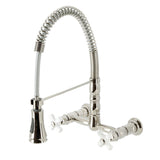 Gourmetier GS1246PX Heritage Two-Handle Wall-Mount Pull-Down Sprayer Kitchen Faucet, Polished Nickel