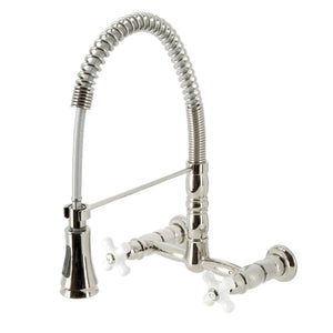 Gourmetier GS1246PX Heritage Two-Handle Wall-Mount Pull-Down Sprayer Kitchen Faucet, Polished Nickel