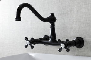 Kingston Brass KS3240AX Vintage Wall Mount Bathroom Faucet, Matte Black