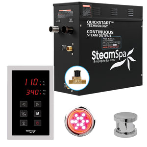 Raven Series 9kW QuickStart Steam Bath Generator Package in Polished Chrome RVT900CH-A
