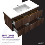 ANZZI VT-CT39-DB Conques 39 in W x 20 in H x 18 in D Bath Vanity in Dark Brown with Cultured Marble Vanity Top in White with White Basin