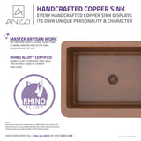 ANZZI SK-016 Edessa Farmhouse Handmade Copper 30 in. 0-Hole Single Bowl Kitchen Sink with Weave Design Panel in Polished Antique Copper