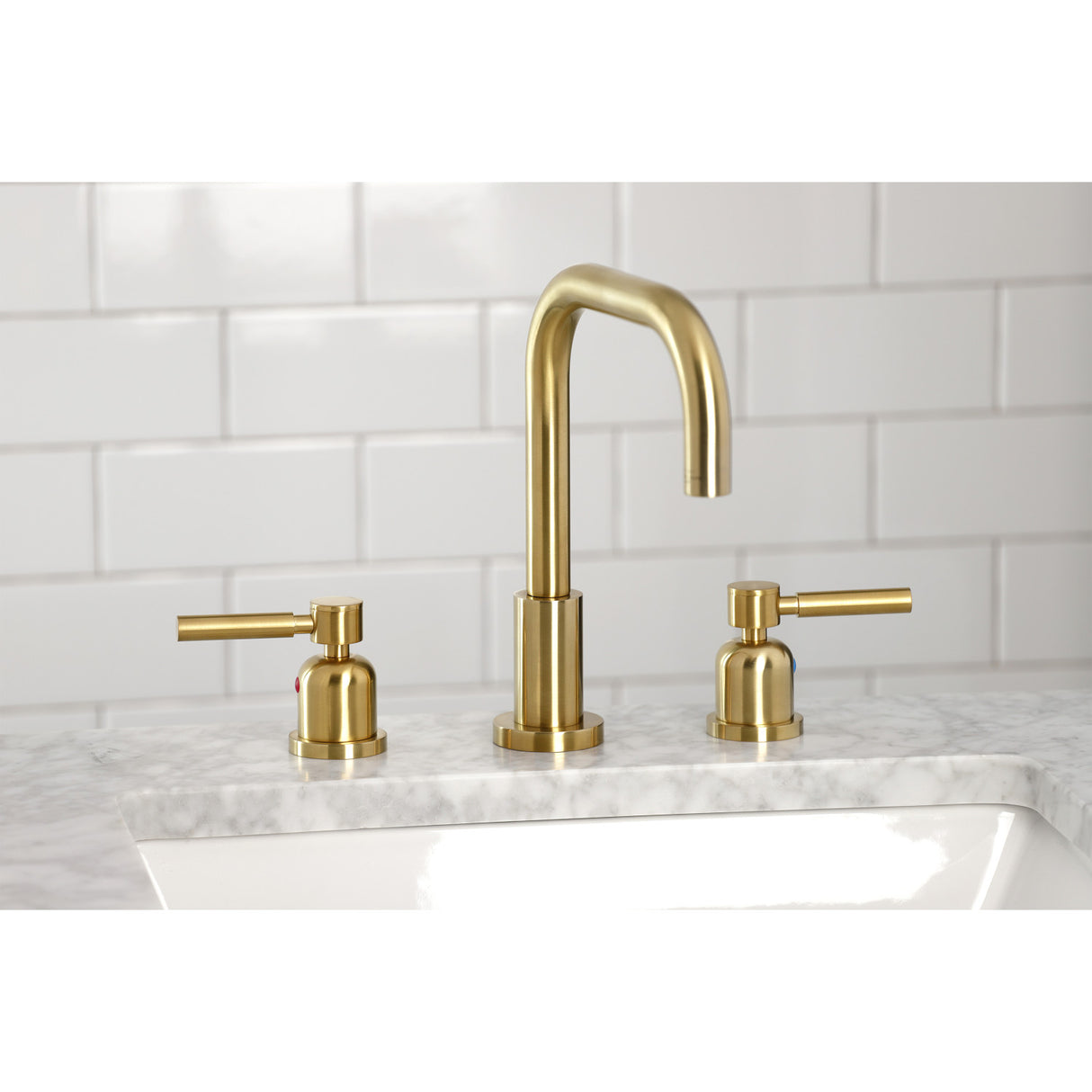 Kingston Brass FSC8933DL Concord Widespread Bathroom Faucet with Brass Pop-Up, Brushed Brass