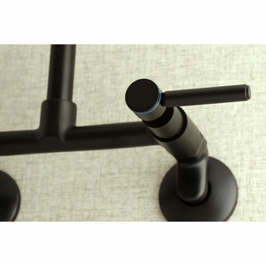 Kingston Brass Concord 8-Inch Adjustable Center Wall Mount Kitchen Faucet, Matte Black