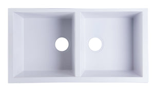 ALFI brand AB3420UM-W White 34" Undermount Double Bowl Granite Composite Kitchen Sink