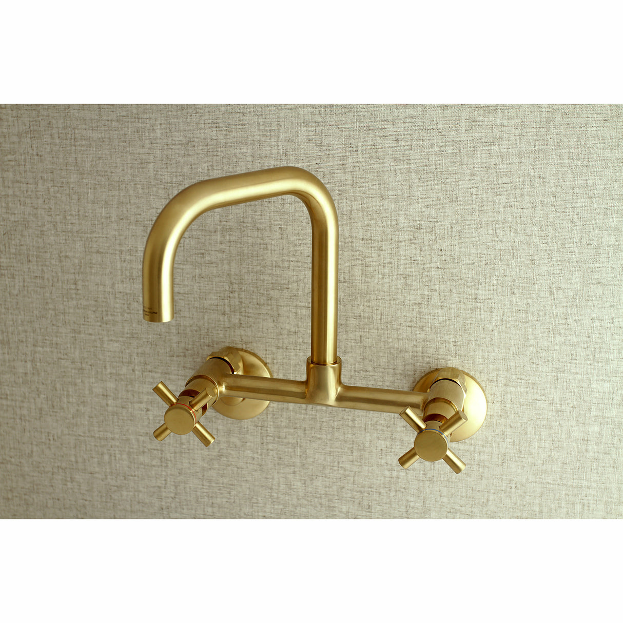 Kingston Brass Concord 8-Inch Adjustable Center Wall Mount Kitchen Faucet, Brushed Brass