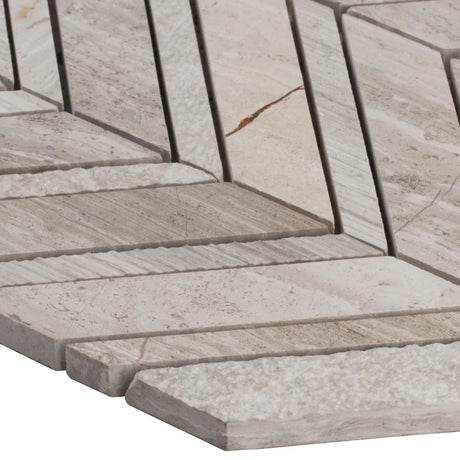 MSI White Quarry - 12" x 12" Chevron Mosaic Sheet - Varied Marble Visual - Carton