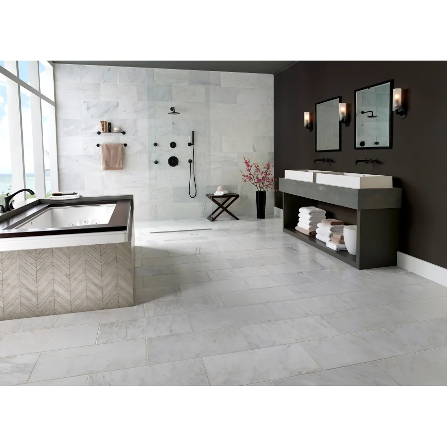 MSI White Quarry - 12" x 12" Chevron Mosaic Sheet - Varied Marble Visual - Carton