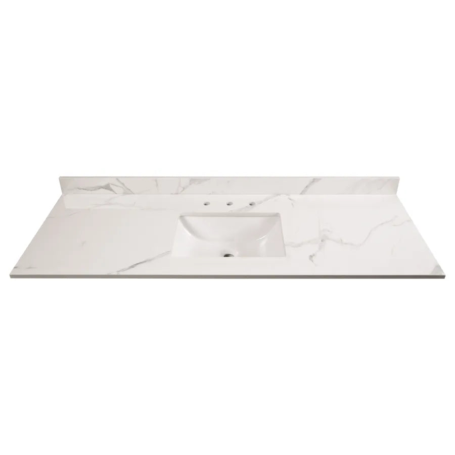 PoshHaus Calacatta Nowy 61" Marble Look Vanity Top with Backsplash