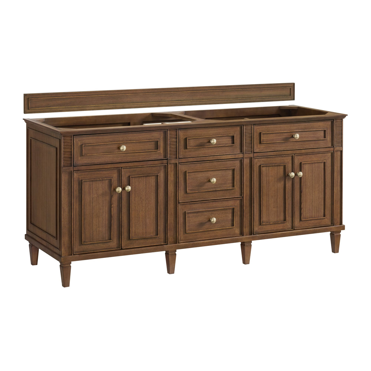 Lorelai 72" Double Vanity, Mid-Century Walnut, w/ 3 CM Siberian Silestone Top