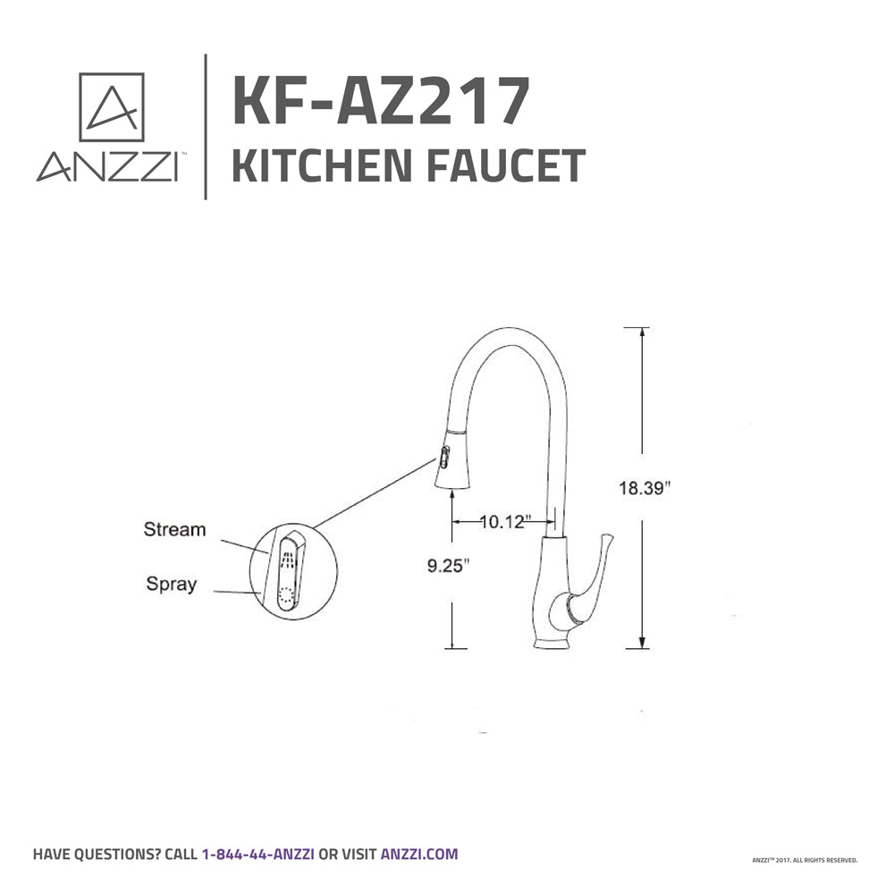 ANZZI KF-AZ217BN Meadow Single-Handle Pull-Out Sprayer Kitchen Faucet in Brushed Nickel