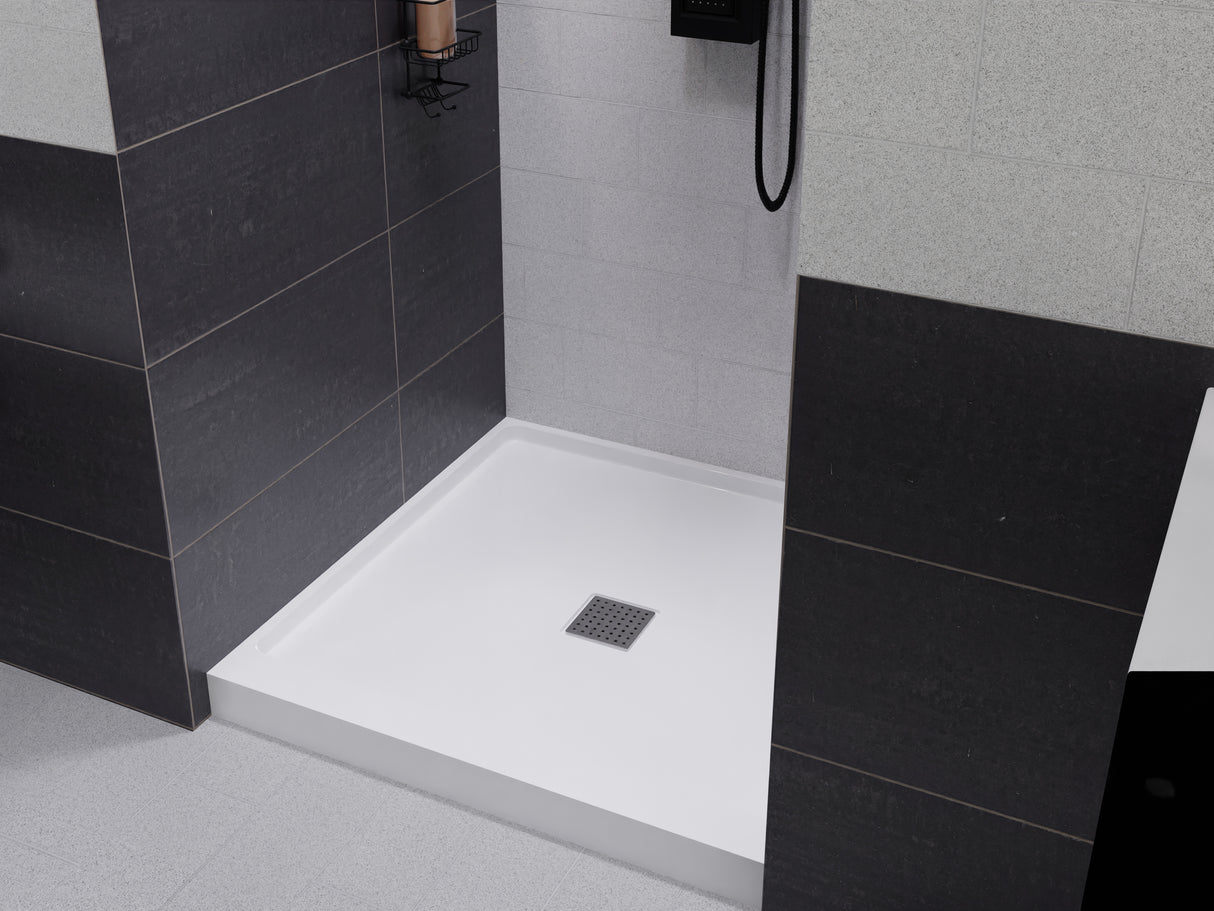 ANZZI SB-AZ102C ALEXANDER 36 in. x 36 in. Center Drain Shower Base in White