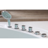 EAGO AM200  5' Rounded Modern Double Seat Corner Whirlpool Bath Tub with Fixtures