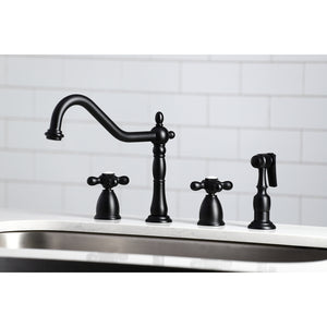 Kingston Brass KB1790AXBS 8-Inch Widespread Kitchen Faucet with Brass Sprayer, Matte Black