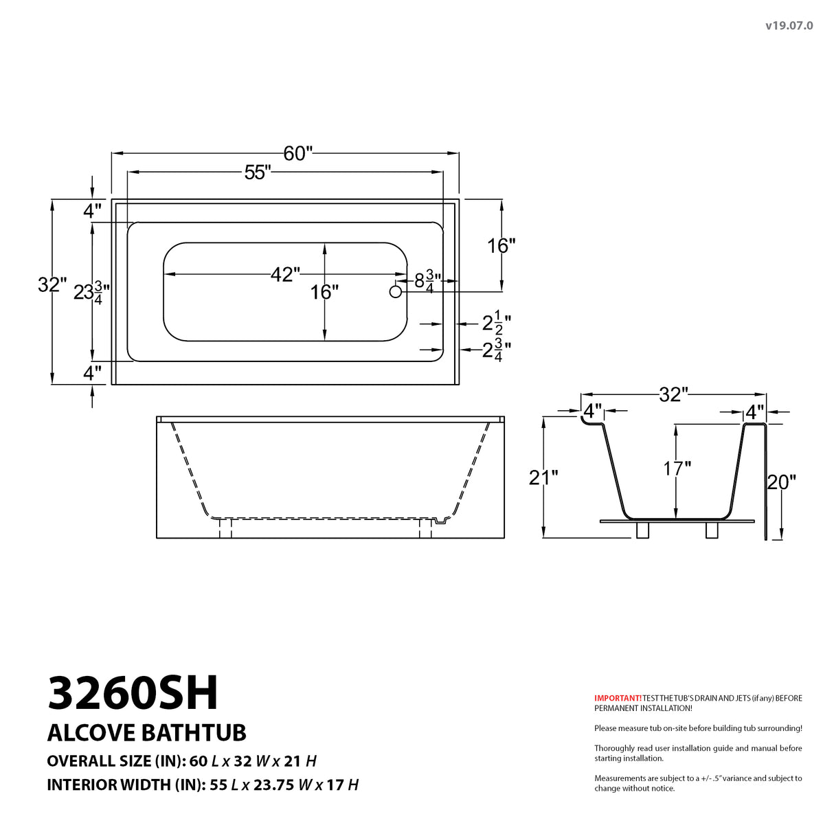 ANZZI SD1701BN-3260L 5 ft. Acrylic Left Drain Rectangle Tub in White With 60 in. x 62 in. Frameless Sliding Tub Door in Brushed Nickel