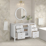 Myrrin 48" Single Vanity, Bright White w/ 3 CM Eternal Jasmine Pearl Silestone Top