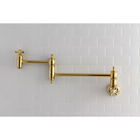 Kingston Brass KS3102AX Restoration Wall Mount Pot Filler Kitchen Faucet, Polished Brass