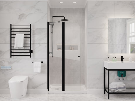 ANZZI SD-AZ14-01MB Romance 72-in. x 33.5-in. Frameless Swinging Shower Door in Matte Black