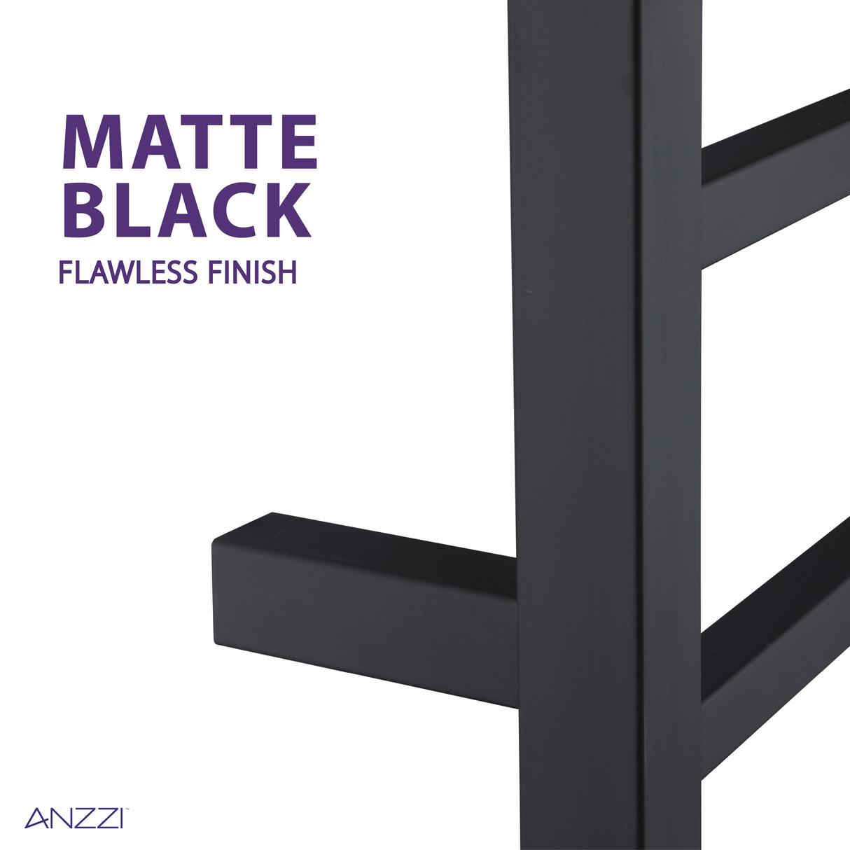 ANZZI TW-AZ026MBK Bell 8-Bar Stainless Steel Wall Mounted Towel Warmer in Matte Black