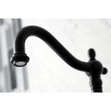 Kingston Brass KS1240AL Heritage Wall Mount Bridge Kitchen Faucet, Matte Black