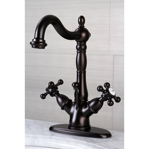 Kingston Brass KS1435BX Vintage Two-Handle Bathroom Faucet with Brass Pop-Up and Cover Plate, Oil Rubbed Bronze