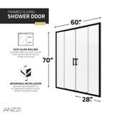 ANZZI SD-AZ15-01MB Enchant 70-in. x 60.4-in. Framed Sliding Shower Door in Matte Black