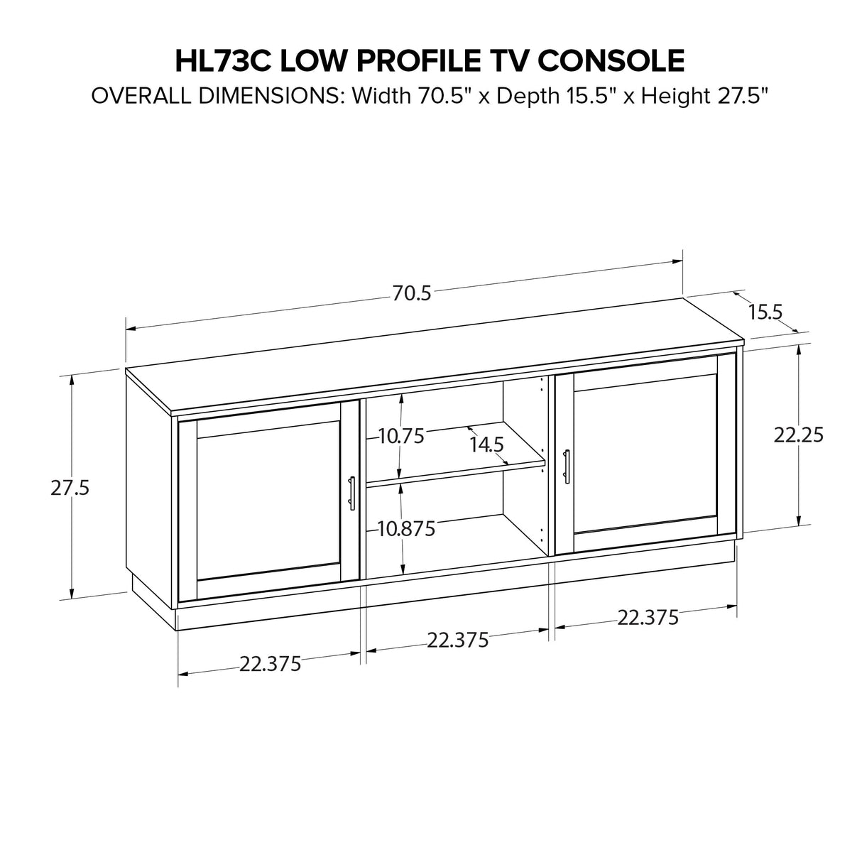 Howard Miller 70" Low Profile TV Console HL73C