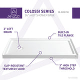 ANZZI SB-AZ007WL Colossi Series 60 in. x 36 in. Shower Base in White