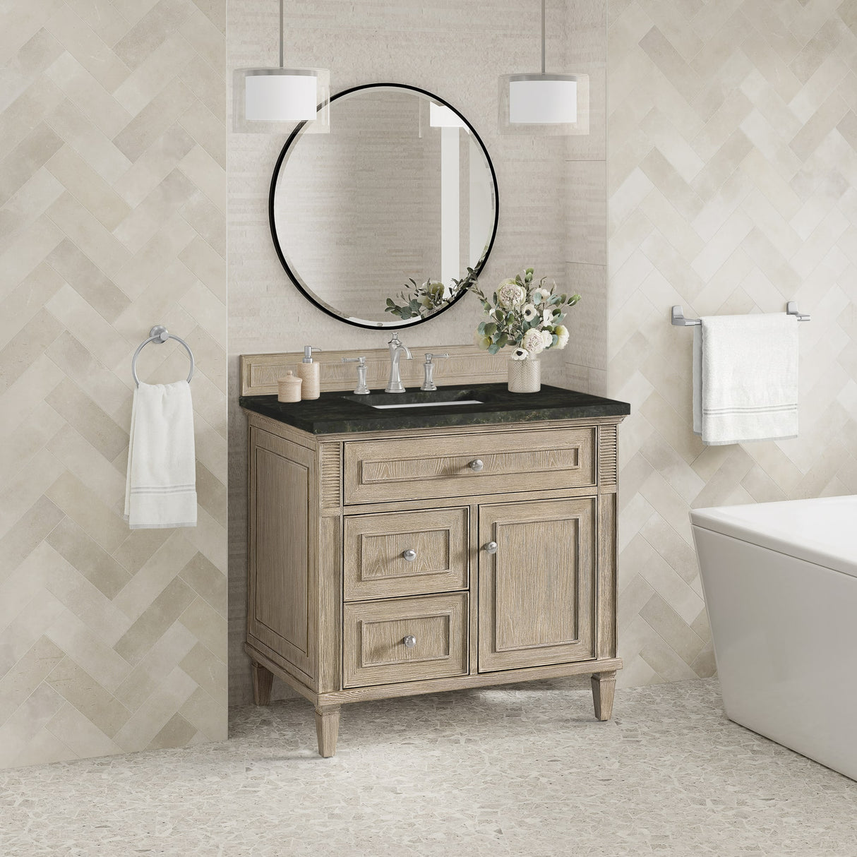 Lorelai 36" Single Vanity, Whitewashed Oak, w/ 3 CM Phantome Eclos Top