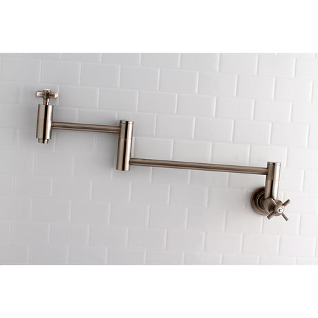 Kingston Brass KS8108ZX Millennium Wall Mount Pot Filler Kitchen Faucet, Brushed Nickel