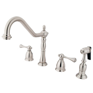 Kingston Brass KB1798BLBS Heritage Widespread Kitchen Faucet, Brushed Nickel