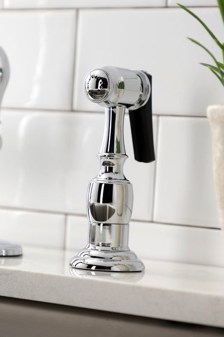 Gourmetier GSY7701ACLBS American Classic Single Handle Kitchen Faucet with Brass Sprayer, Polished Chrome