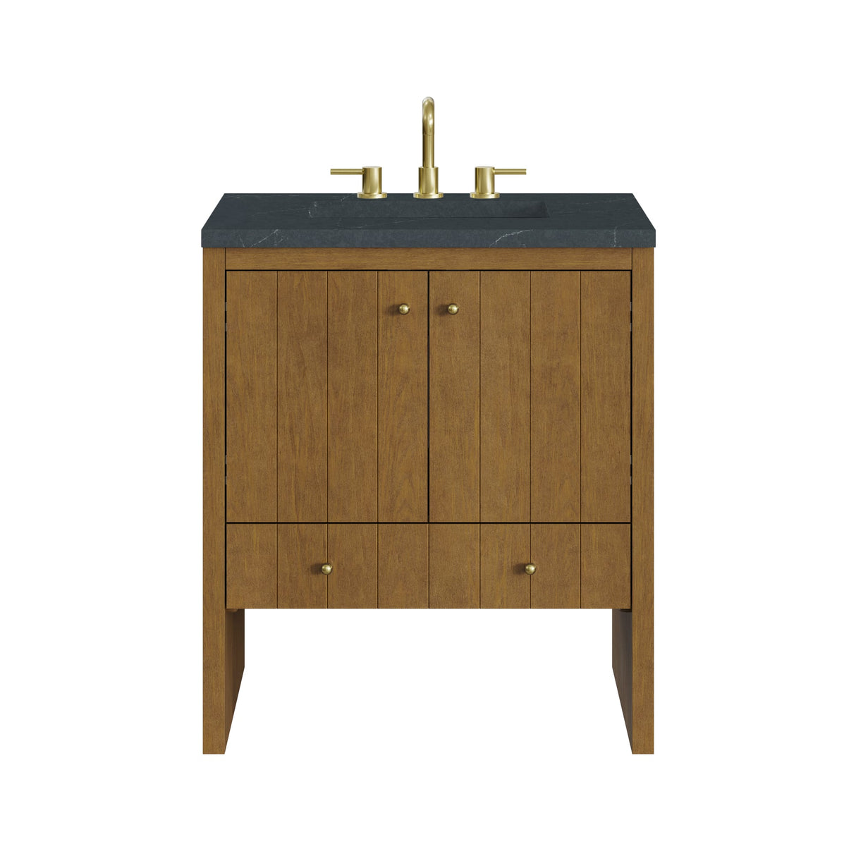 Hudson 30" Single Vanity, Honey Oak w/ 3 CM Charcoal Soapstone Silestone Top