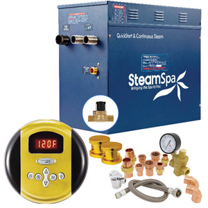 SteamSpa Premium 10.5 KW QuickStart Acu-Steam Bath Generator Package with Built-in Auto Drain in Gold PRR1050GD-A