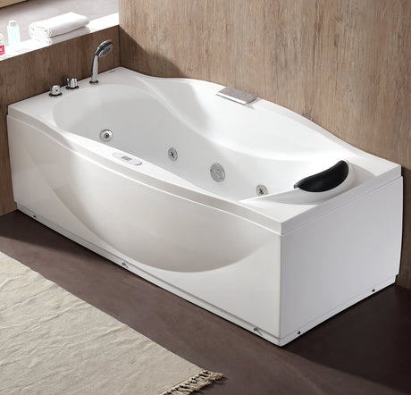 EAGO AM189ETL-L 6 ft Left Drain Acrylic White Whirlpool Bathtub w Fixtures