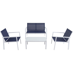 Hanover NAPLES4PC-WN 4pc Seating Set: sling loveseat, 2 sling side chairs, coffee table