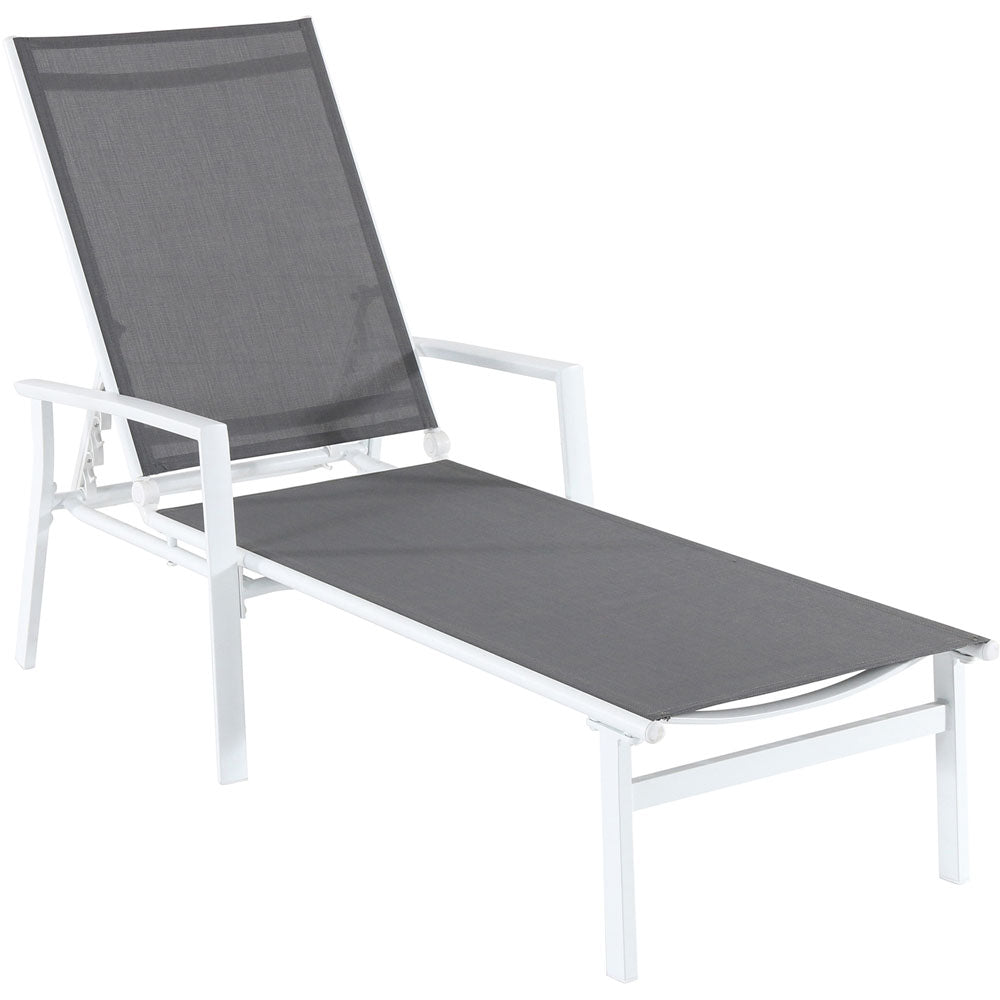 Hanover NAPLESCHS-W-GRY Aluminum Sling Chaise Lounge