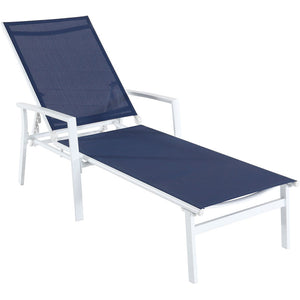 Hanover NAPLESCHS-W-NVY Aluminum Sling Chaise Lounge