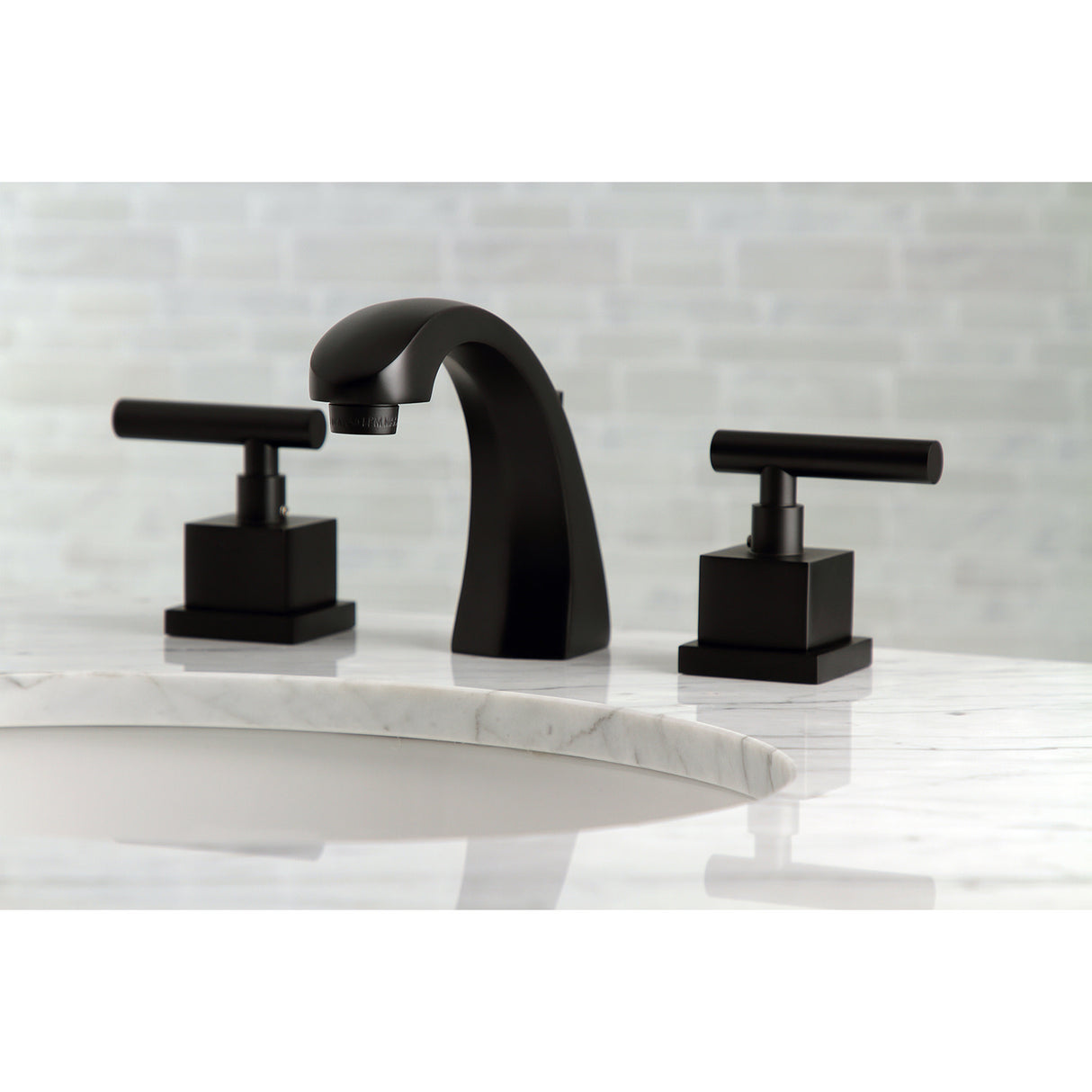 Kingston Brass KS4980CQL Claremont 8" Widespread Bathroom Faucet, Matte Black