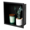ALFI brand 12" x 12" Black Matte Stainless Steel Square Single Shelf Bath Shower Niche