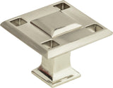 Atlas Homewares Modern Craftsman Square Knob 1 5/16 Inch Brushed Nickel
