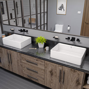 Black Matte Widespread Wall Mounted Modern Waterfall Bathroom Faucet