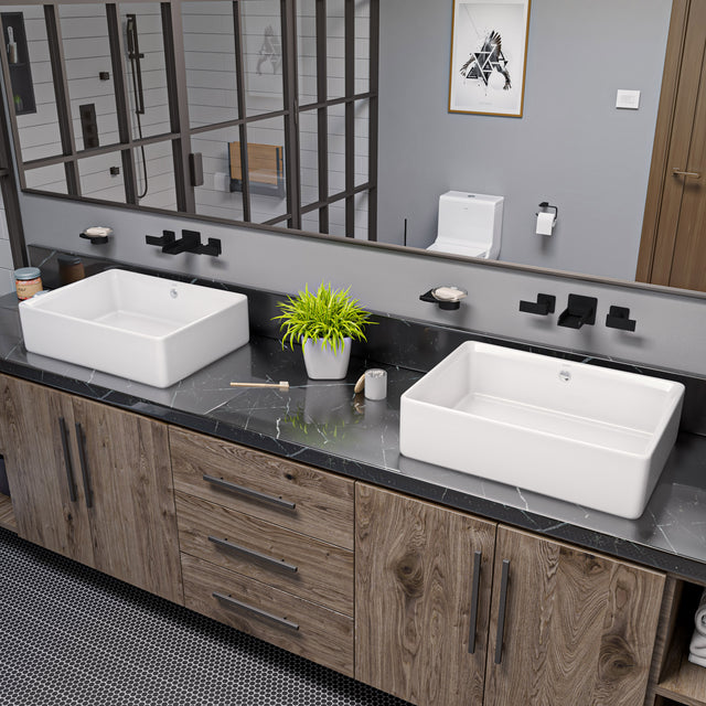 Black Matte Widespread Wall Mounted Modern Waterfall Bathroom Faucet