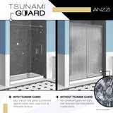 ANZZI SD-AZ053-01BN-R 28 in. x 56 in. Frameless Tub Door with TSUNAMI GUARD in Brushed Nickel