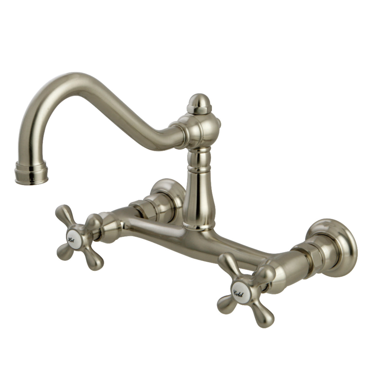 Kingston Brass KS3248AX Vintage Wall Mount Bathroom Faucet, Brushed Nickel