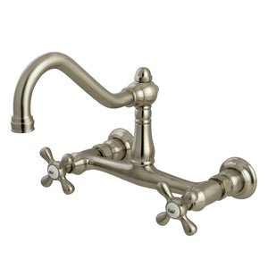 Kingston Brass KS3248AX Vintage Wall Mount Bathroom Faucet, Brushed Nickel