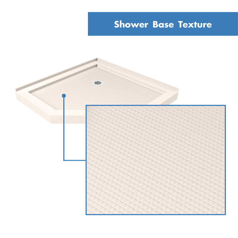 DreamLine SlimLine 36 in. D x 36 in. W x 2 3/4 in. H Corner Drain Neo-Angle Shower Base in Biscuit