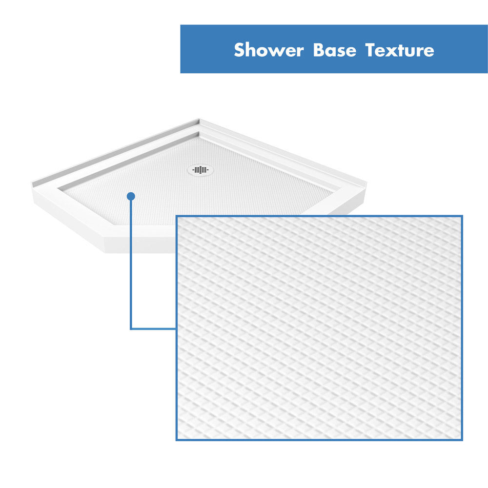 DreamLine Prism 40 in. x 74 3/4 in. Frameless Neo-Angle Pivot Shower Enclosure in Chrome with White Base Kit